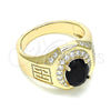 Anillo de Hombre 01.266.0050.2.10 Oro Laminado, con Negro Zirconia Cubica and Blanca Micro Pave, Pulido, Tono Dorado (Size 10)