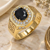 Anillo de Hombre 01.266.0050.2.11 Oro Laminado, con Zirconia Cubica Negro y Micro Pave Blanca, Pulido, Tono Dorado (Tamaño 11)
