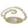 Pulsera Elegante 03.380.0108.08 Oro Laminado, Diseño de Elefante y Trébol de Cuatro Hojas, Pulido, Tres Tonos (06 MM Thickness, 8 Inches Length)