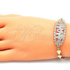 Pulsera Elegante 03.380.0109.08 Oro Laminado, Diseño de Elefante y Flor, Pulido, Tres Tonos (06 MM Thickness, 8 Inches Length)