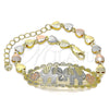 Pulsera Elegante 03.380.0109.08 Oro Laminado, Diseño de Elefante y Flor, Pulido, Tres Tonos (06 MM Thickness, 8 Inches Length)