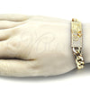 Pulsera Elegante 03.380.0110.09 Oro Laminado, Diseño de Santa Muerte y Cubana, Pulido, Tono Dorado (10 MM Thickness, 9 Inches Length)