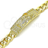 Pulsera Elegante 03.380.0110.09 Oro Laminado, Diseño de Santa Muerte y Cubana, Pulido, Tono Dorado (10 MM Thickness, 9 Inches Length)