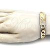 Pulsera Elegante 03.380.0114.09 Oro Laminado, Diseño de San Judas y Miami Cubana, Pulido, Tono Dorado (10 MM Thickness, 9 Inches Length)