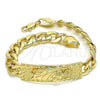 Pulsera Elegante 03.380.0114.09 Oro Laminado, Diseño de San Judas y Miami Cubana, Pulido, Tono Dorado (10 MM Thickness, 9 Inches Length)