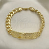 Pulsera Elegante 03.380.0114.09 Oro Laminado, Diseño de San Judas y Miami Cubana, Pulido, Tono Dorado (10 MM Thickness, 9 Inches Length)