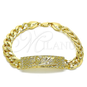 Pulsera Elegante 03.380.0114.09 Oro Laminado, Diseño de San Judas y Miami Cubana, Pulido, Tono Dorado (10 MM Thickness, 9 Inches Length)