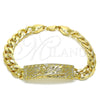 Pulsera Elegante 03.380.0114.09 Oro Laminado, Diseño de San Judas y Miami Cubana, Pulido, Tono Dorado (10 MM Thickness, 9 Inches Length)