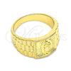 Anillo de Hombre 01.380.0010.10 Oro Laminado, Diseño de Guadalupe, Pulido, Tono Dorado (Size 10)