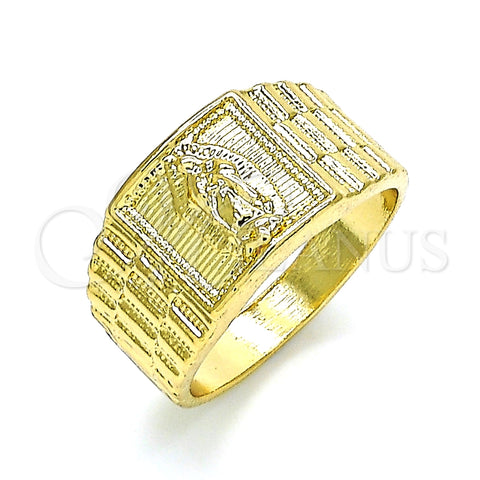 Anillo de Hombre 01.380.0010.11 Oro Laminado, Diseño de Guadalupe, Pulido, Tono Dorado (Size 11)