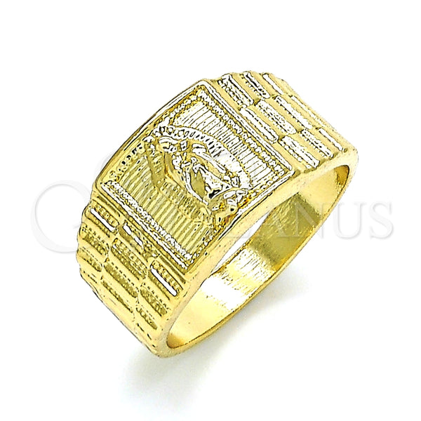 Anillo de Hombre 01.380.0010.12 Oro Laminado, Diseño de Guadalupe, Pulido, Tono Dorado (Size 12)