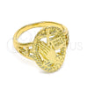Anillo Elegante 01.380.0011.09 Oro Laminado, Diseño de Manos de Rogacion y Cruz, Pulido, Tono Dorado (Size 9)