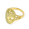 Anillo Elegante 01.380.0011.09 Oro Laminado, Diseño de Manos de Rogacion y Cruz, Pulido, Tono Dorado (Size 9)