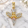 Dije Religioso 05.380.0135 Oro Laminado, Diseño de Angel y Corona, con Cristal Blanca, Pulido, Tres Tonos