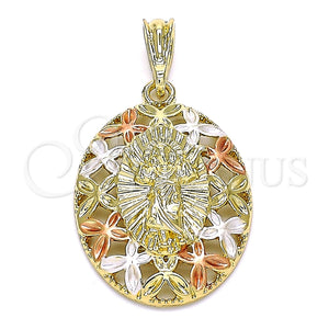 Dije Religioso 05.380.0138 Oro Laminado, Diseño de Divino Niño y Mariposa, Pulido, Tres Tonos