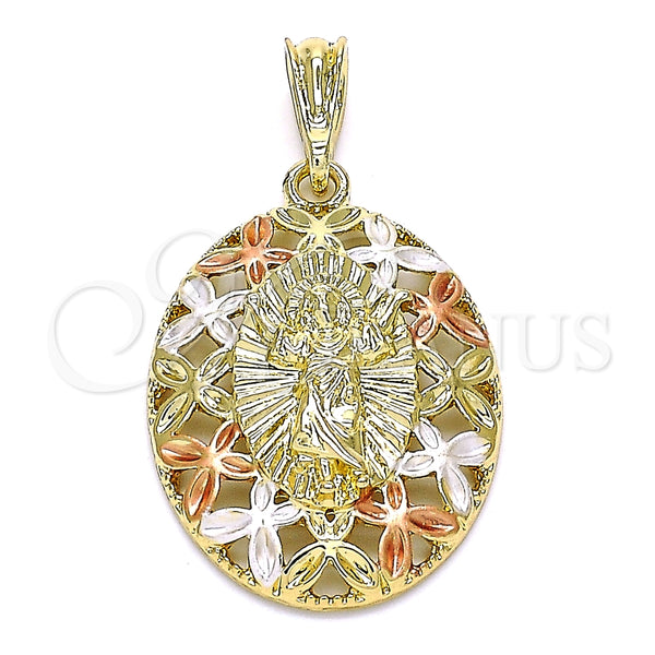 Dije Religioso 05.380.0138 Oro Laminado, Diseño de Divino Niño y Mariposa, Pulido, Tres Tonos