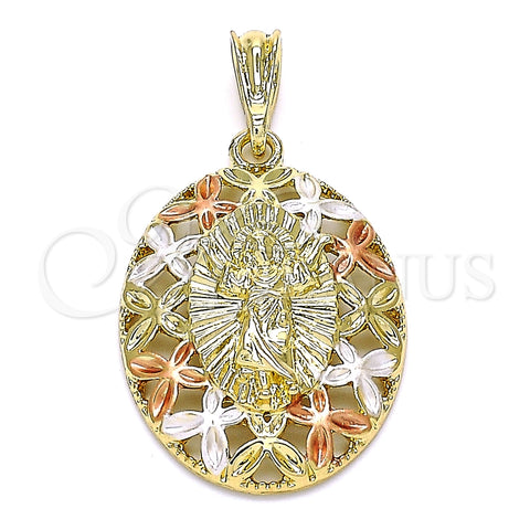 Dije Religioso 05.380.0138 Oro Laminado, Diseño de Divino Niño y Mariposa, Pulido, Tres Tonos