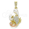 Dije Religioso 05.380.0139 Oro Laminado, Diseño de Escorpión, con Blanca Cristal, Pulido, Tres Tonos