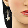 Arete Violador 02.380.0090 Oro Laminado, Diseño de Mariposa, con Cristal Blanca, Pulido, Tono Dorado