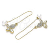 Arete Violador 02.380.0090 Oro Laminado, Diseño de Mariposa, con Cristal Blanca, Pulido, Tono Dorado