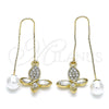 Arete Violador 02.380.0090 Oro Laminado, Diseño de Mariposa, con Cristal Blanca, Pulido, Tono Dorado