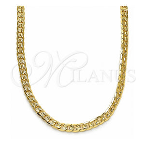 Gargantilla Basica 04.213.0237.24 Oro Laminado, Diseño de Cubana, Pulido, Tono Dorado (Calibre 100, Grosor 04 MM, 24 Pulgadas de Largo)