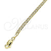 Tobillera Básica 04.213.0237.10 Oro Laminado, Diseño de Cubana, Diamantado, Tono Dorado (Calibre 100, Grosor 04.3 MM, 10 Pulgadas de Largo)