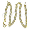 Tobillera Básica 04.213.0237.10 Oro Laminado, Diseño de Cubana, Diamantado, Tono Dorado (Calibre 100, Grosor 04.3 MM, 10 Pulgadas de Largo)