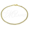 Tobillera Básica 04.213.0237.10 Oro Laminado, Diseño de Cubana, Diamantado, Tono Dorado (Calibre 100, Grosor 04.3 MM, 10 Pulgadas de Largo)