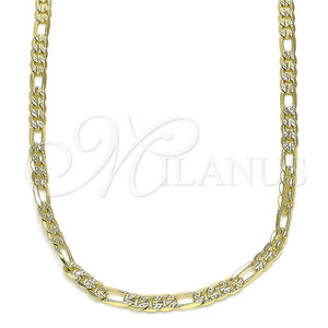 Gargantilla Basica 04.213.0144.16 Oro Laminado, Diseño de Figaro, Pulido, Tono Dorado (0.80 Gauge, 03 MM Thickness, 16 Inches Length)