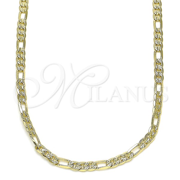 Gargantilla Basica 04.213.0144.16 Oro Laminado, Diseño de Figaro, Pulido, Tono Dorado (0.80 Gauge, 03 MM Thickness, 16 Inches Length)
