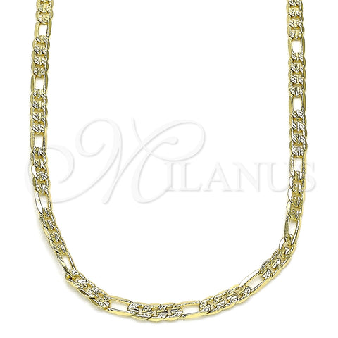 Gargantilla Basica 04.213.0144.18 Oro Laminado, Diseño de Figaro, Pulido, Tono Dorado (0.80 Gauge, 03 MM Thickness, 18 Inches Length)