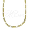 Gargantilla Basica 04.213.0144.18 Oro Laminado, Diseño de Figaro, Pulido, Tono Dorado (0.80 Gauge, 03 MM Thickness, 18 Inches Length)