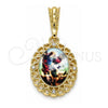 Dije Religioso 05.380.0140 Oro Laminado, Diseño de Angel y Corazón, con Cristal Blanca, Pulido, Tono Dorado