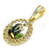 Dije Religioso 05.380.0145 Oro Laminado, Diseño de San Judas y Corazón, con Blanca Cristal, Pulido, Tono Dorado