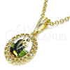 Dije Religioso 05.380.0145 Oro Laminado, Diseño de San Judas y Corazón, con Blanca Cristal, Pulido, Tono Dorado