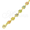 Pulsera Elegante 03.386.0012.08 Oro Laminado, Diseño de Mariposa, con Multicolor Cristal, Pulido, Tono Dorado (07 MM Thickness, 8 Inches Length)