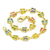 Pulsera Elegante 03.386.0012.08 Oro Laminado, Diseño de Mariposa, con Multicolor Cristal, Pulido, Tono Dorado (07 MM Thickness, 8 Inches Length)