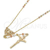 Rosario Fino 09.380.0013.26 Oro Laminado, Diseño de Guadalupe y Crucifijo, Diamantado, Tres Tonos