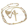 Rosario Fino 09.380.0013.26 Oro Laminado, Diseño de Guadalupe y Crucifijo, Diamantado, Tres Tonos