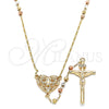 Rosario Fino 09.380.0013.26 Oro Laminado, Diseño de Guadalupe y Crucifijo, Diamantado, Tres Tonos