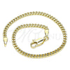 Pulsera Básica 04.213.0095.07 Oro Laminado, Diseño de Miami Cubana, Pulido, Tono Dorado (03 MM Thickness, 7 Inches Length)