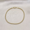 Pulsera Básica 04.213.0095.07 Oro Laminado, Diseño de Miami Cubana, Pulido, Tono Dorado (03 MM Thickness, 7 Inches Length)