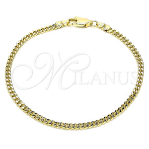 Pulsera Básica 04.213.0095.07 Oro Laminado, Diseño de Miami Cubana, Pulido, Tono Dorado (03 MM Thickness, 7 Inches Length)