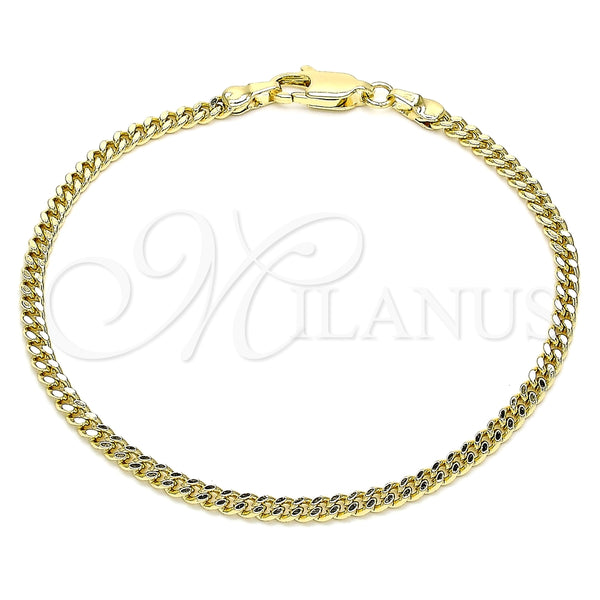 Pulsera Básica 04.213.0095.07 Oro Laminado, Diseño de Miami Cubana, Pulido, Tono Dorado (03 MM Thickness, 7 Inches Length)