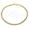 Pulsera Básica 04.213.0095.07 Oro Laminado, Diseño de Miami Cubana, Pulido, Tono Dorado (03 MM Thickness, 7 Inches Length)