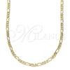Gargantilla Basica 04.213.0238.20 Oro Laminado, Diseño de Figaro, Pulido, Tono Dorado (02 MM Thickness, 20 Inches Length)