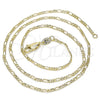 Gargantilla Basica 04.213.0238.22 Oro Laminado, Diseño de Figaro, Pulido, Tono Dorado (02 MM Thickness, 22 Inches Length)