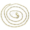 Gargantilla Basica 04.213.0238.24 Oro Laminado, Diseño de Figaro, Pulido, Tono Dorado (02 MM Thickness, 24 Inches Length)