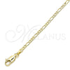 Tobillera Básica 04.213.0239.10 Oro Laminado, Diseño de Figaro, Pulido, Tono Dorado (03 MM Thickness, 10 Inches Length)